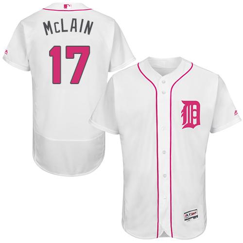 Tigers #17 Denny McLain White Flexbase Authentic Collection Mother's Day Stitched MLB Jersey - Click Image to Close